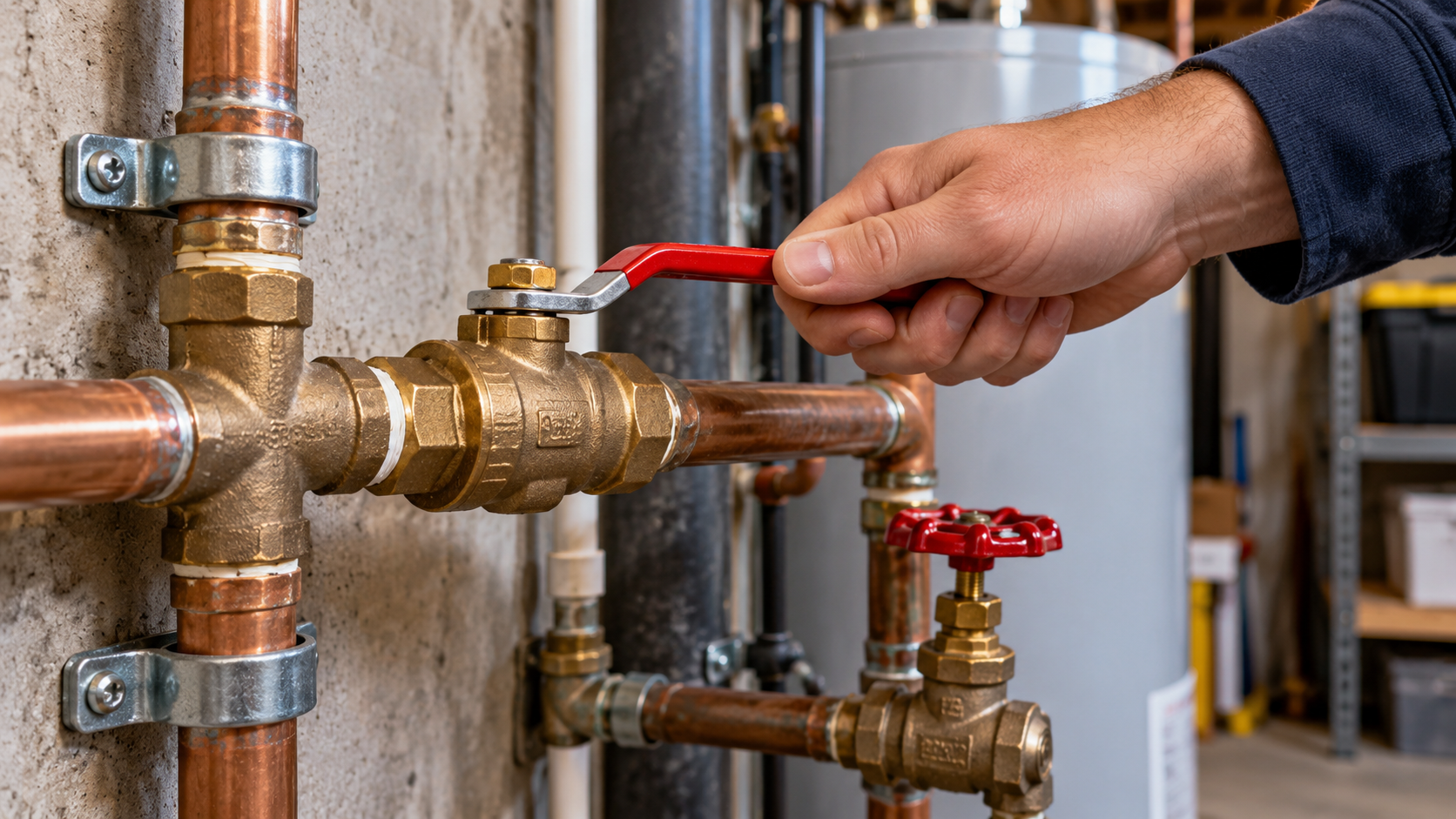 Turning the Basement Water Shutoff Valve